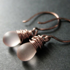 Copper Wire Wrapped Teardrop Earrings