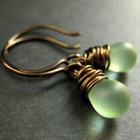 Bronze Wire Wrapped Teardrop Earrings